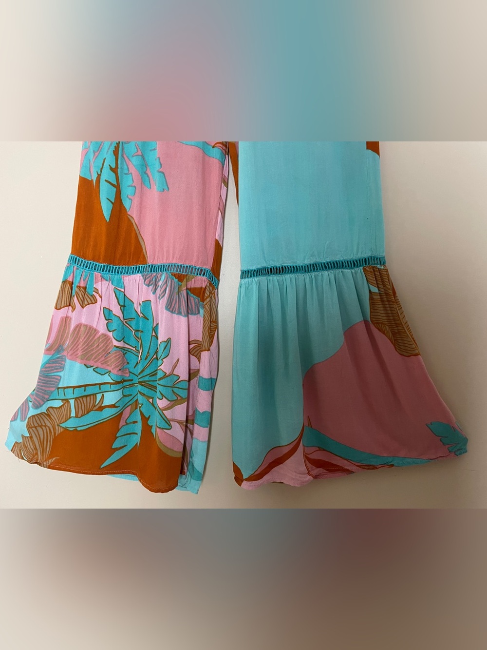 True Destinations Flare Leg Pull on Pants Large Beach Resort Relaxed Drawstring - Picture 4 of 10